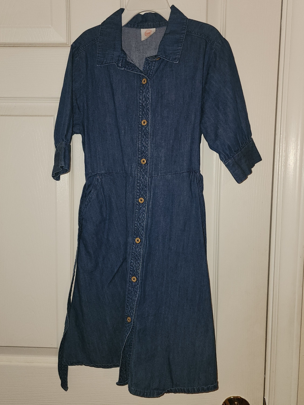 wonder nation Dark Blue Denim Midi Button-Front Dress